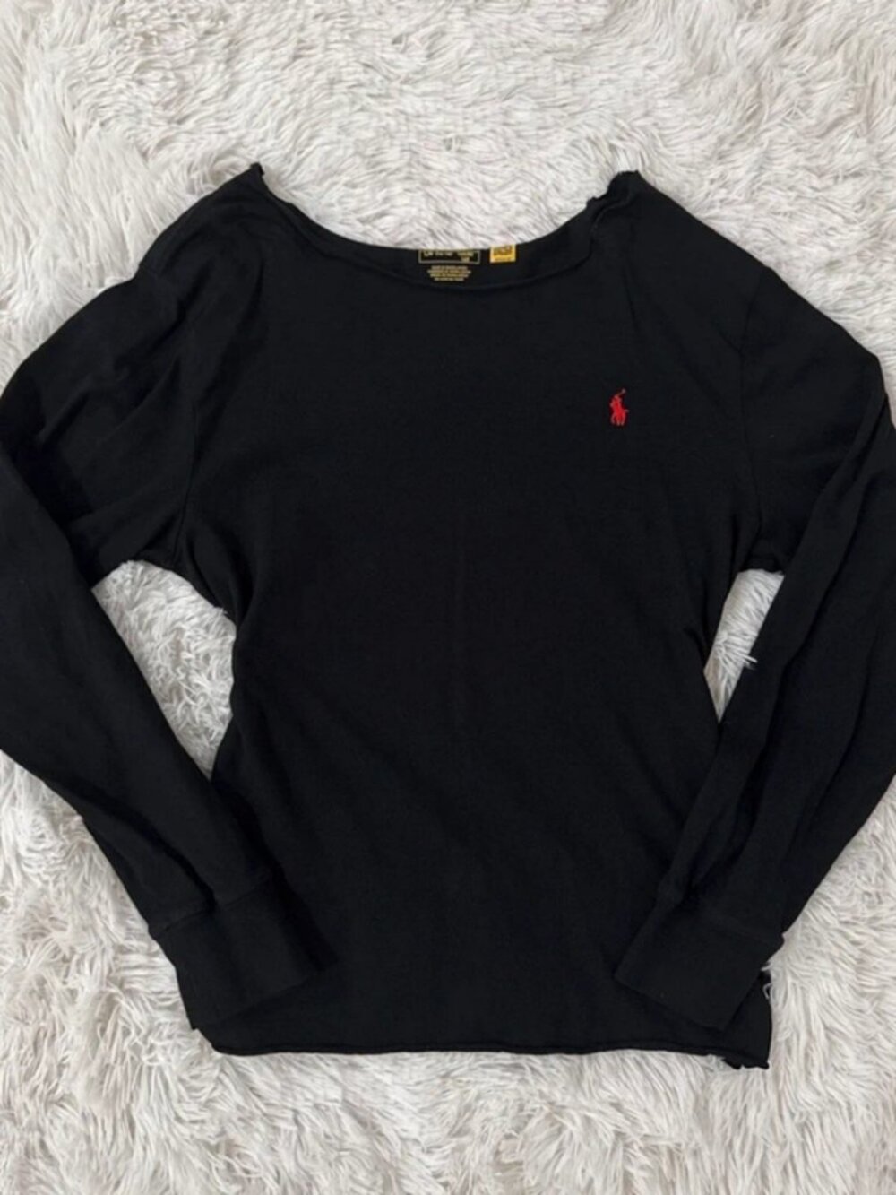Ralph Lauren cut off shoulder long sleeve top